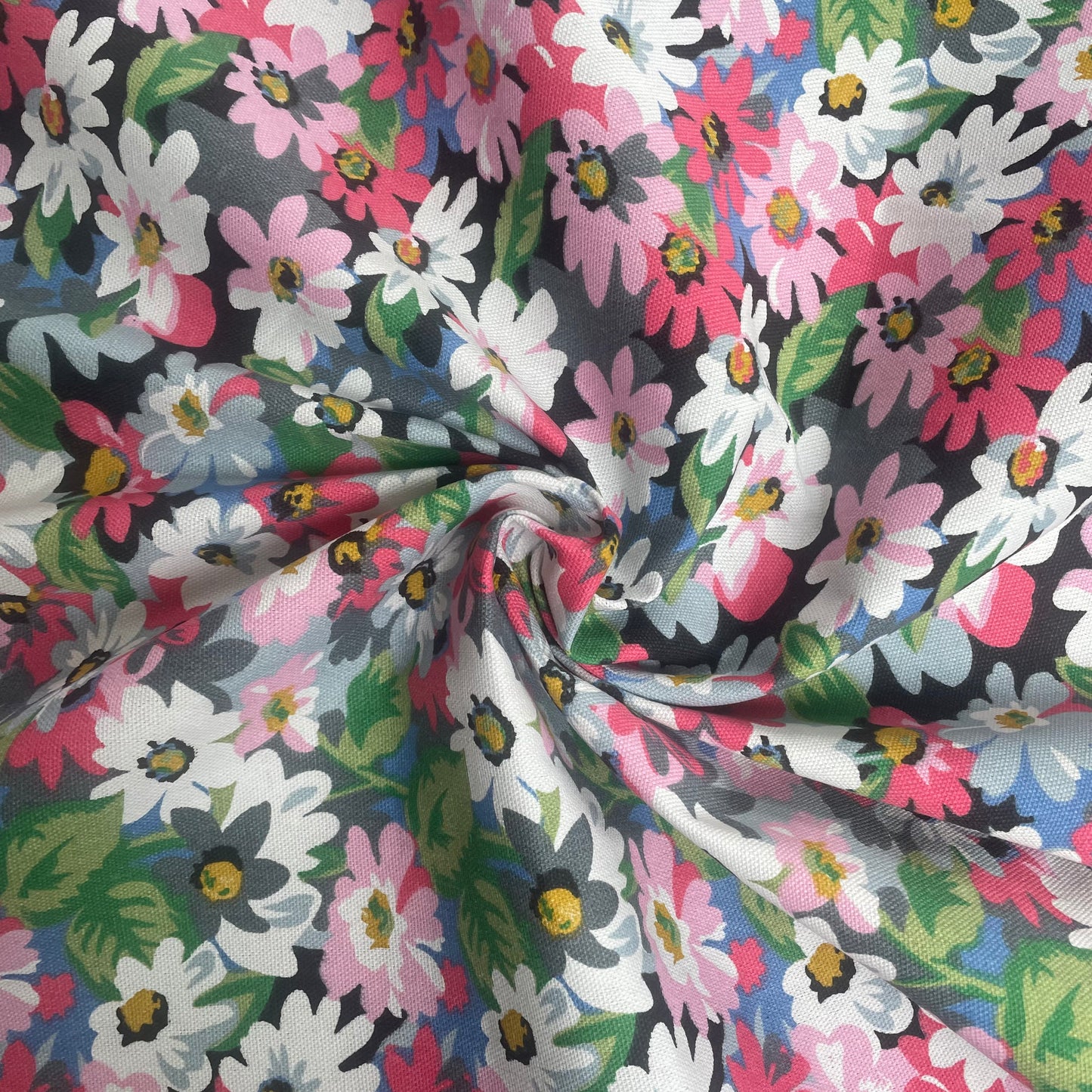 Pink Floral Cotton Canvas Deadstock Fabric