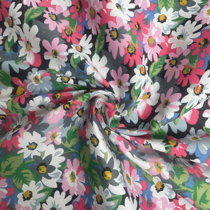 Pink Floral Cotton Canvas Deadstock Fabric