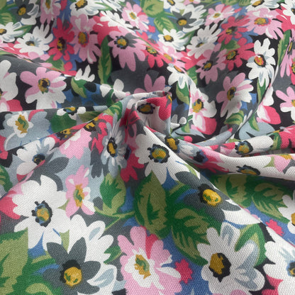 Pink Floral Cotton Canvas Deadstock Fabric