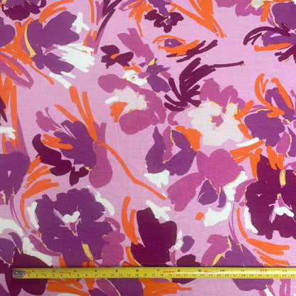Pink & Orange Floral Jersey Deadstock Fabric