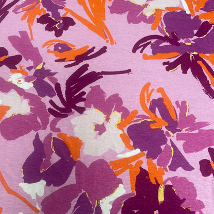 Pink & Orange Floral Jersey Deadstock Fabric