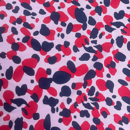Pink, Red & Navy Animal-Inspired Jersey Viscose Deadstock Fabric