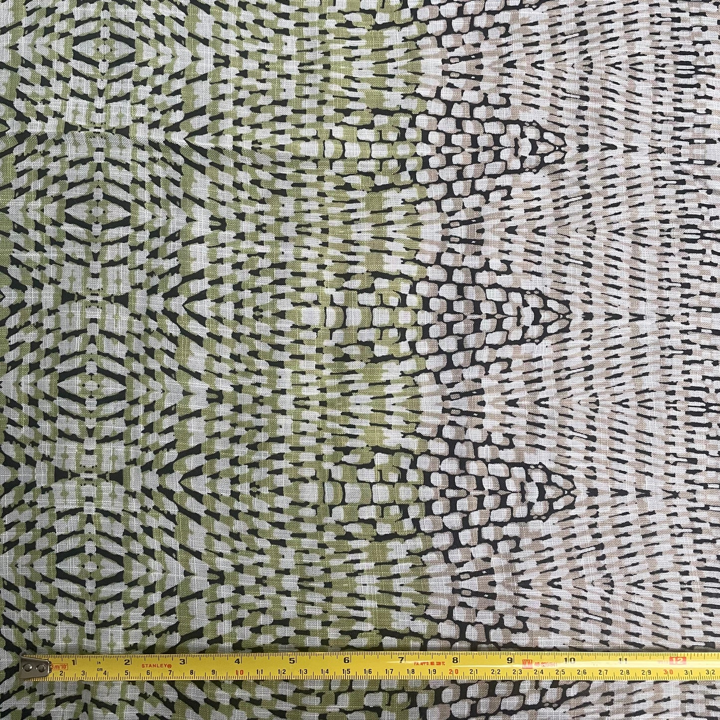 Green Snake Print Linen Mix Deadstock Fabric