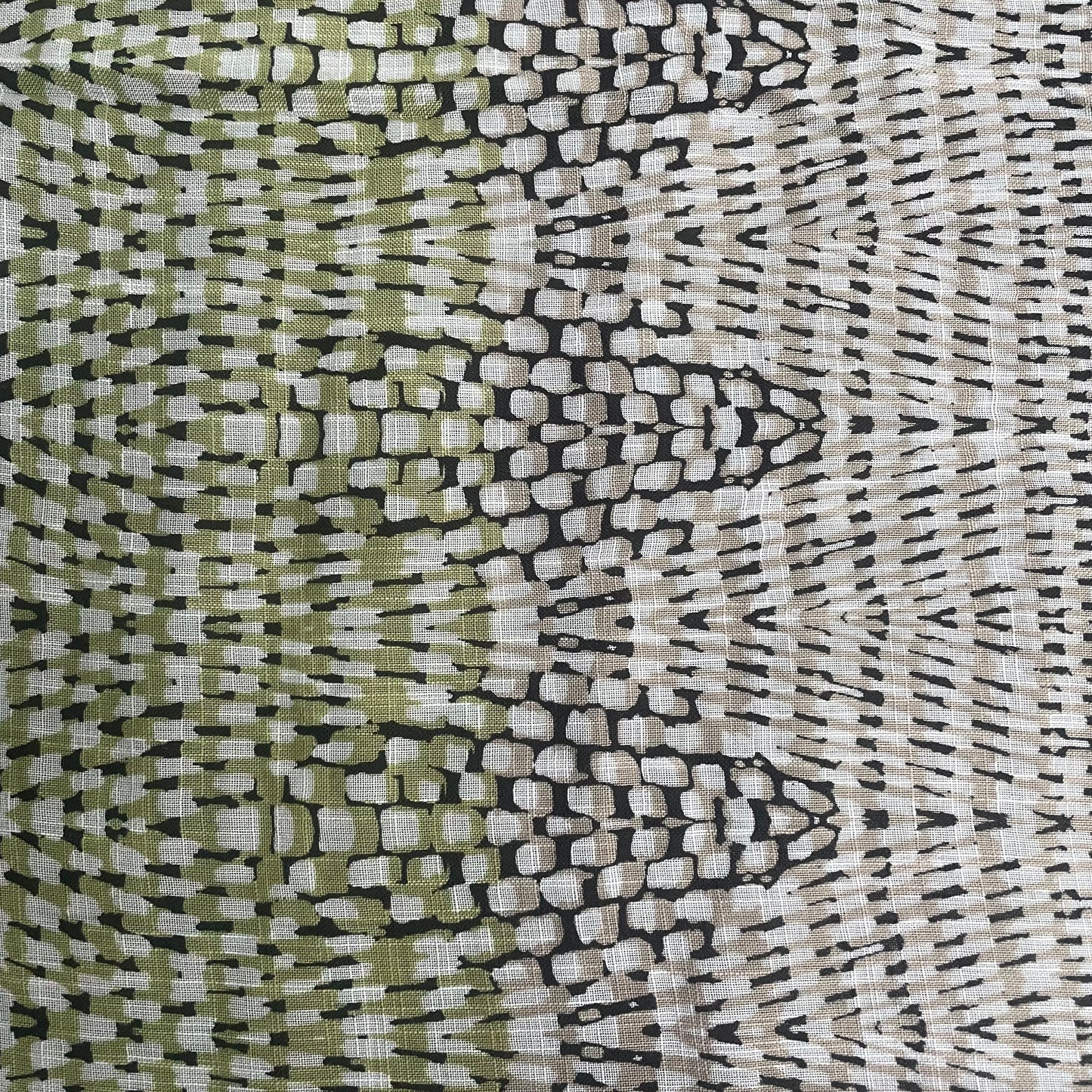 Green Snake Print Linen Mix Deadstock Fabric