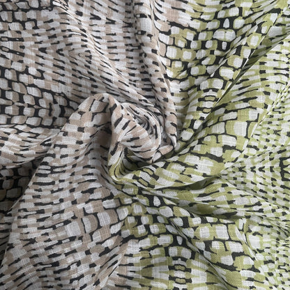 Green Snake Print Linen Mix Deadstock Fabric