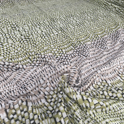 Green Snake Print Linen Mix Deadstock Fabric