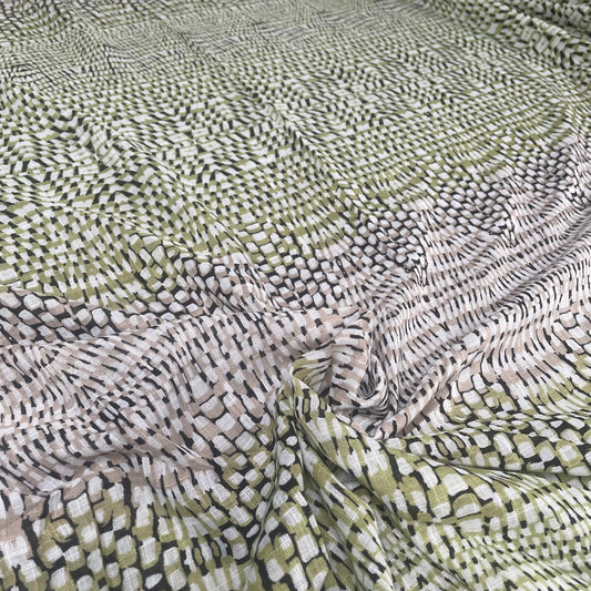 Green Snake Print Linen Mix Deadstock Fabric