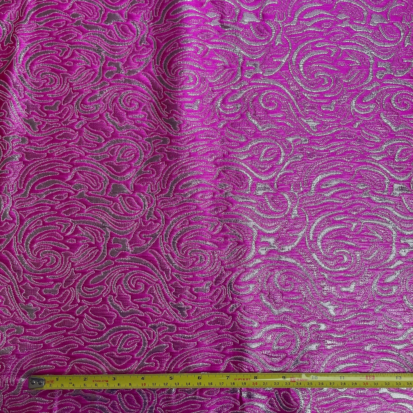 Pink & Silver Brocade Deadstock Fabric