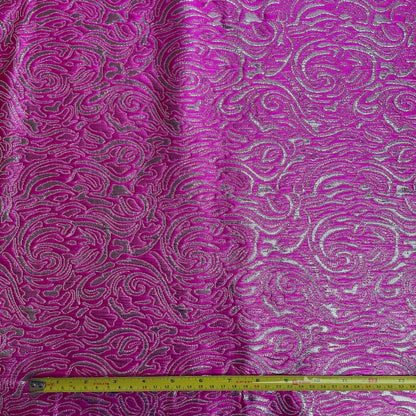 Pink & Silver Brocade Deadstock Fabric