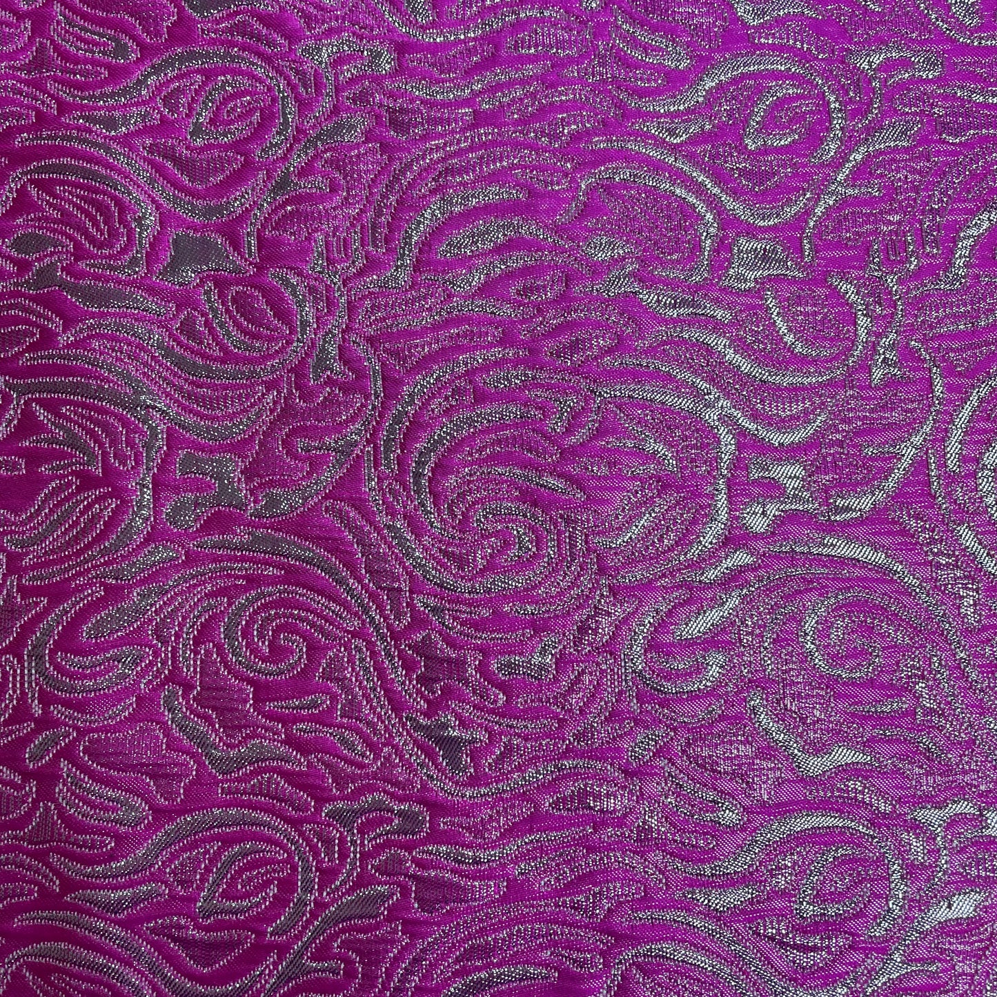Pink & Silver Brocade Deadstock Fabric