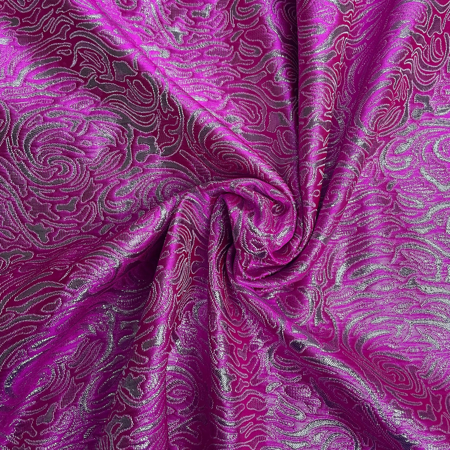 Pink & Silver Brocade Deadstock Fabric
