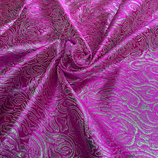 Pink & Silver Brocade Deadstock Fabric