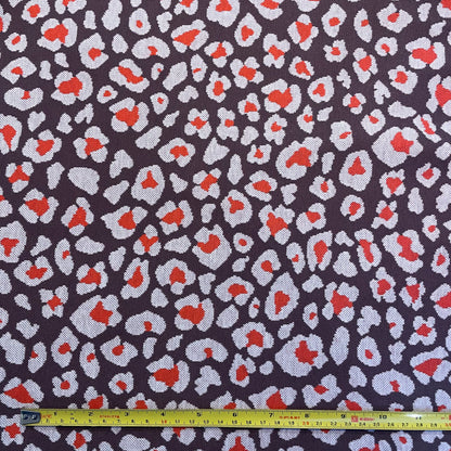 Red & Pink Leopard Print Knit Jersey Deadstock Fabric