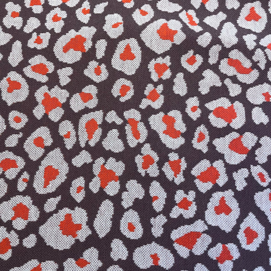 Red & Pink Leopard Print Knit Jersey Deadstock Fabric
