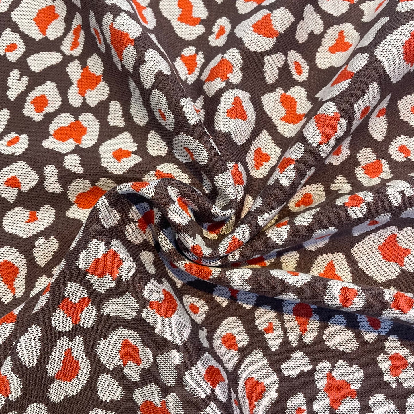 Red & Pink Leopard Print Knit Jersey Deadstock Fabric