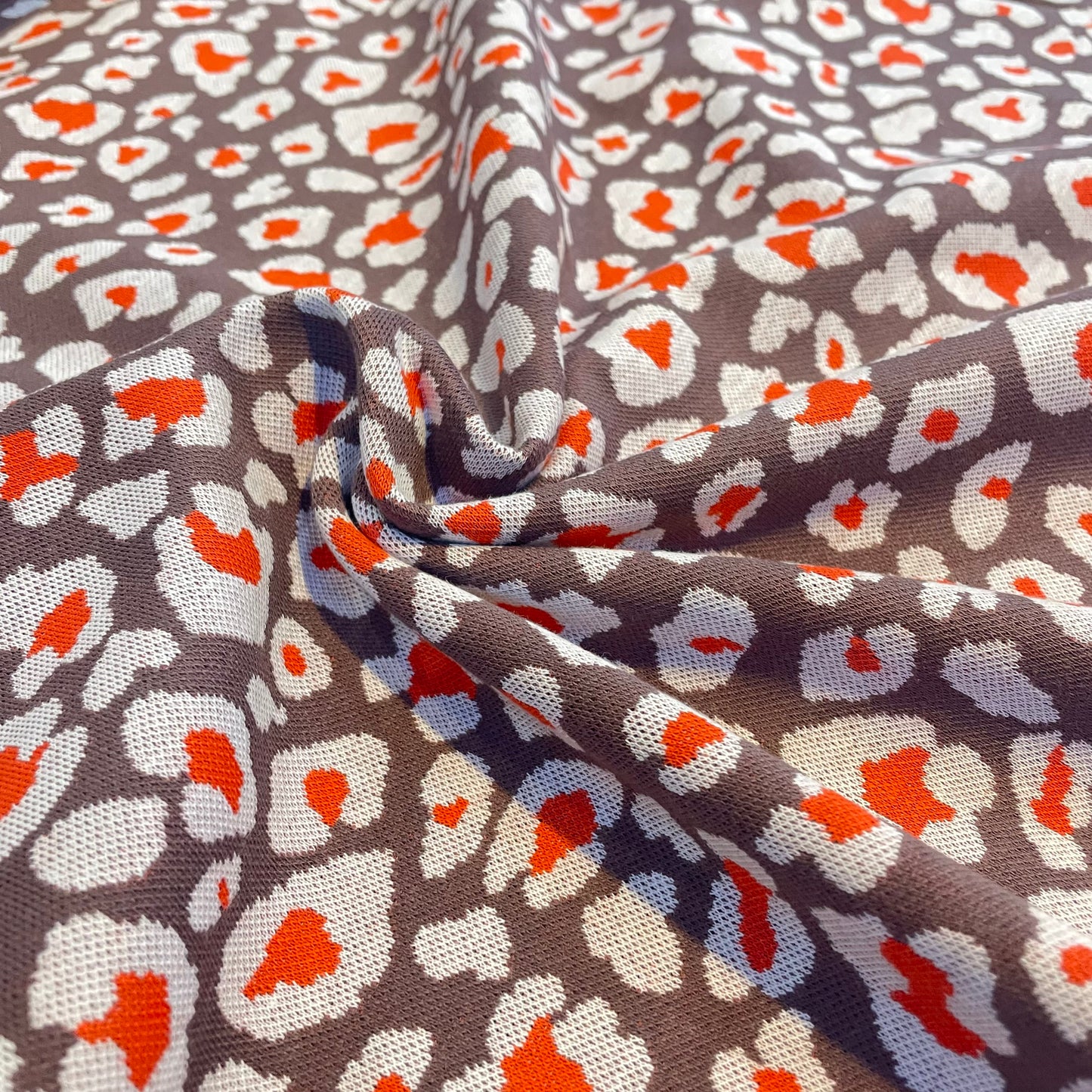 Red & Pink Leopard Print Knit Jersey Deadstock Fabric