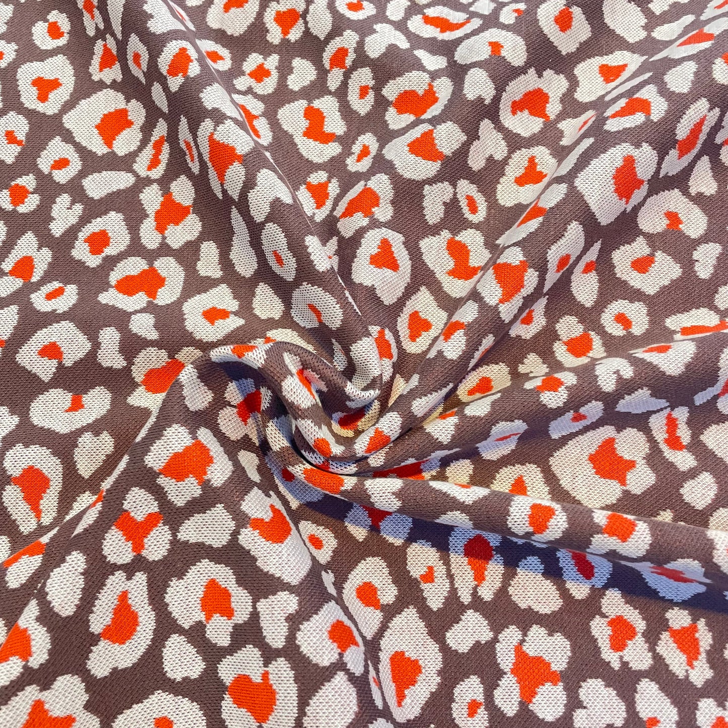 Red & Pink Leopard Print Knit Jersey Deadstock Fabric