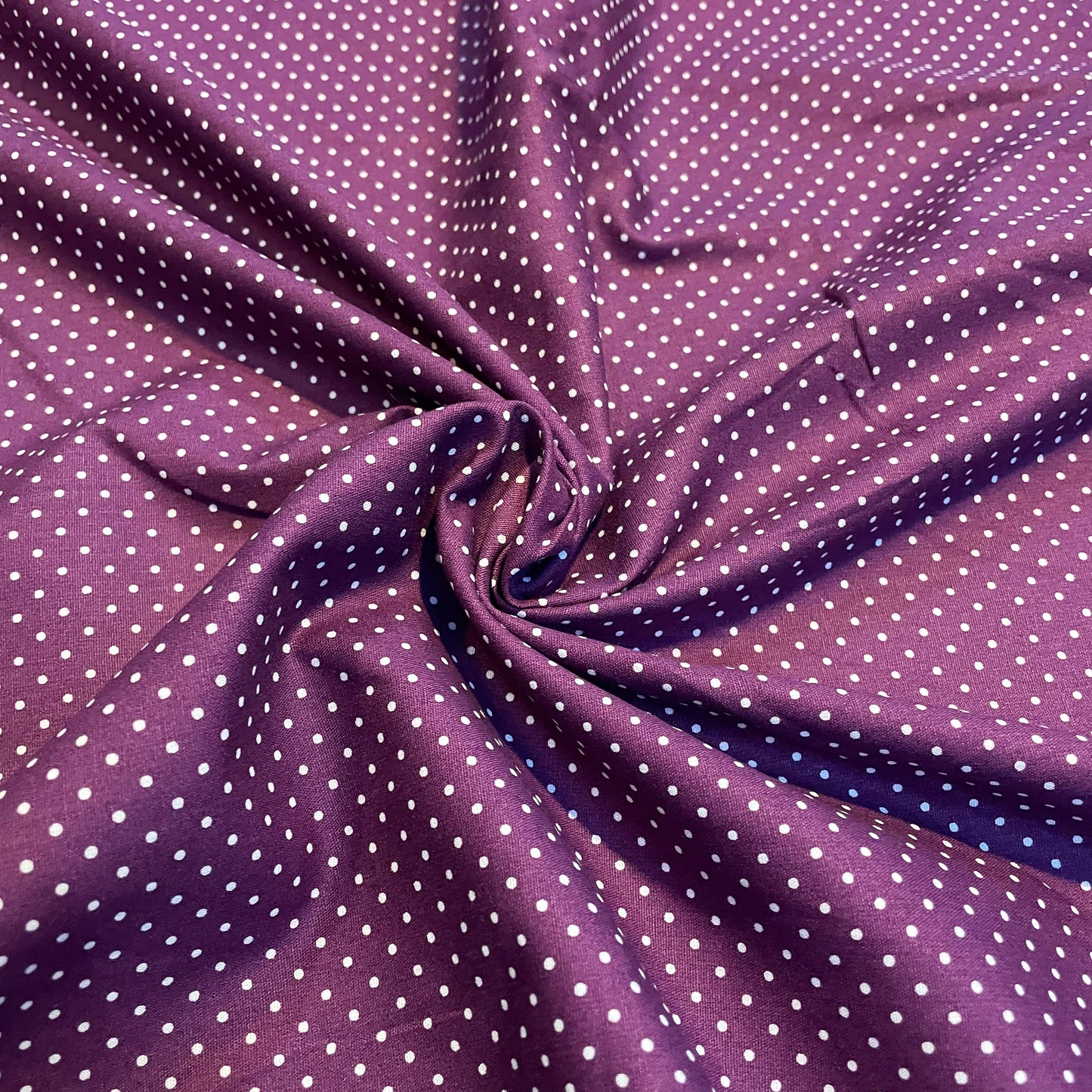 Deadstock Burgundy Polkadot Cotton