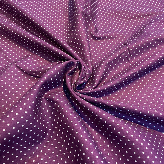 Deadstock Burgundy Polkadot Cotton