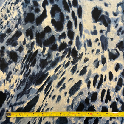 Deadstock Blue Leopard Print Polycotton