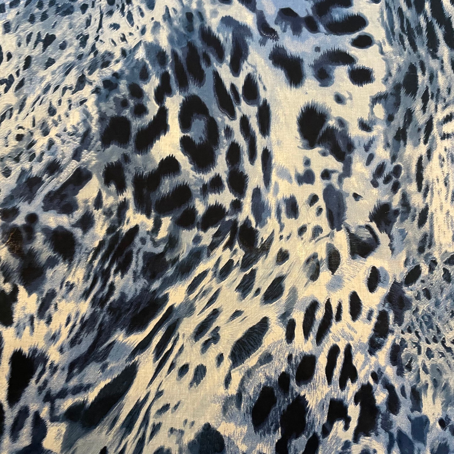 Deadstock Blue Leopard Print Polycotton
