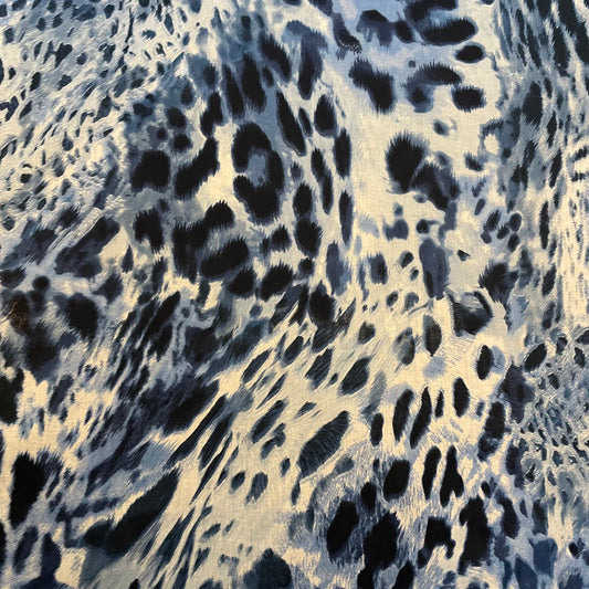 Deadstock Blue Leopard Print Polycotton