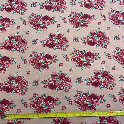 Deadstock Light Pink & Blush Rose Floral Polycotton