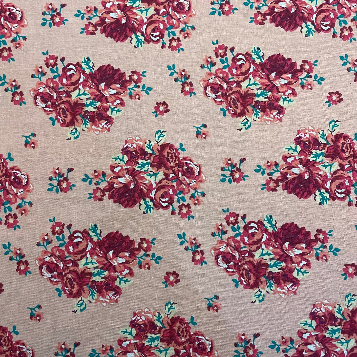 Deadstock Light Pink & Blush Rose Floral Polycotton