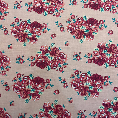 Deadstock Light Pink & Blush Rose Floral Polycotton