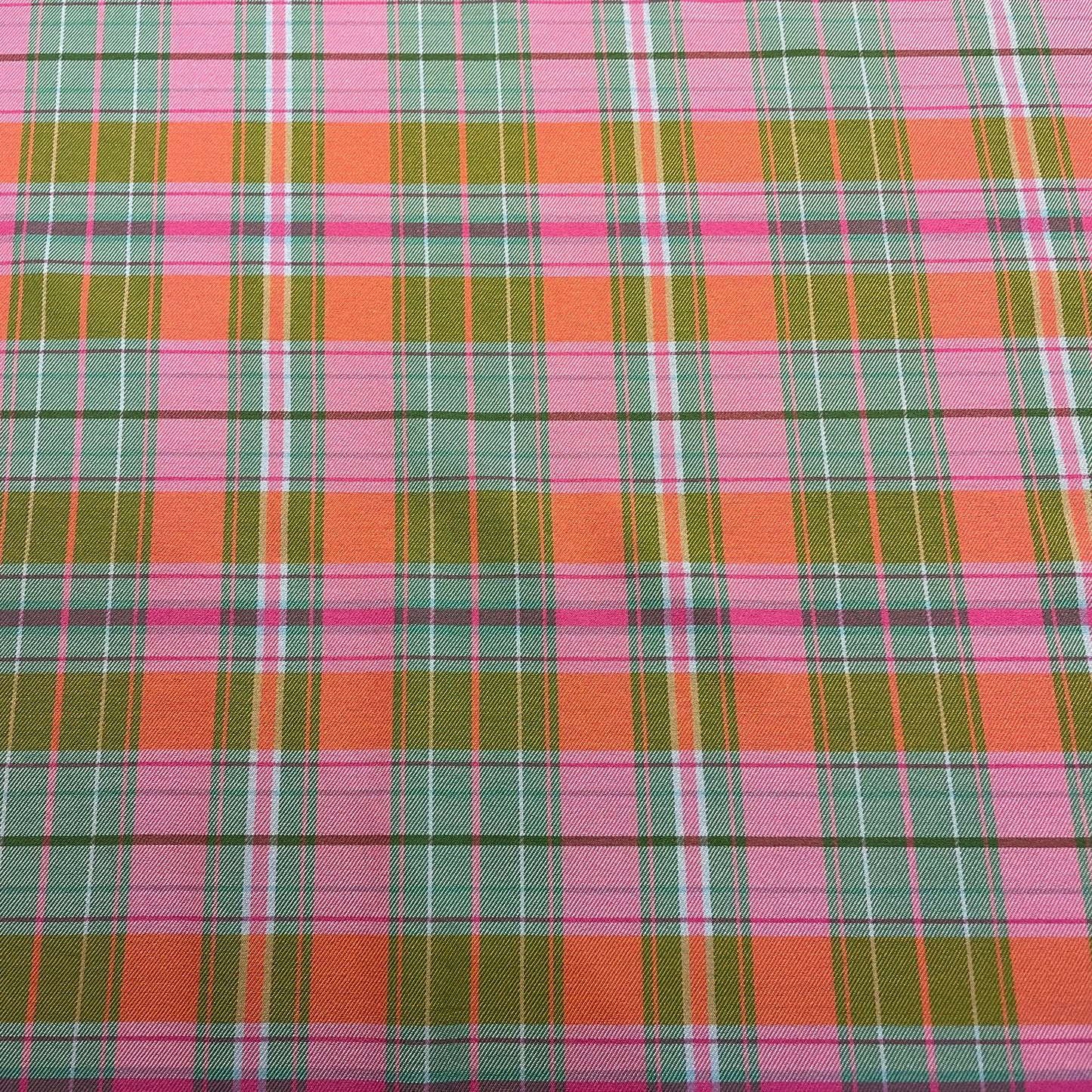 Deadstock Checked Bright Pink and Green Polycotton