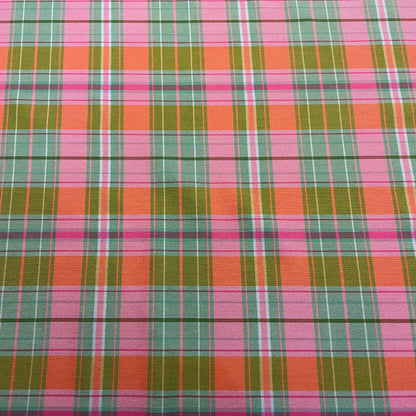 Deadstock Checked Bright Pink and Green Polycotton