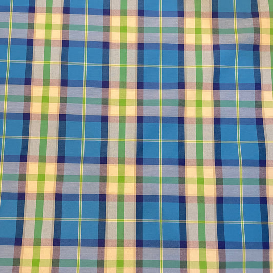 Deadstock Checked Blue, Green and White Shirting