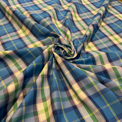 Deadstock Checked Blue, Green and White Shirting
