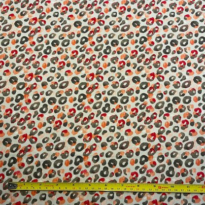 Deadstock Grey and Pink Leopard Print Cotton Satin Spandex