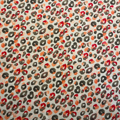 Deadstock Grey and Pink Leopard Print Cotton Satin Spandex