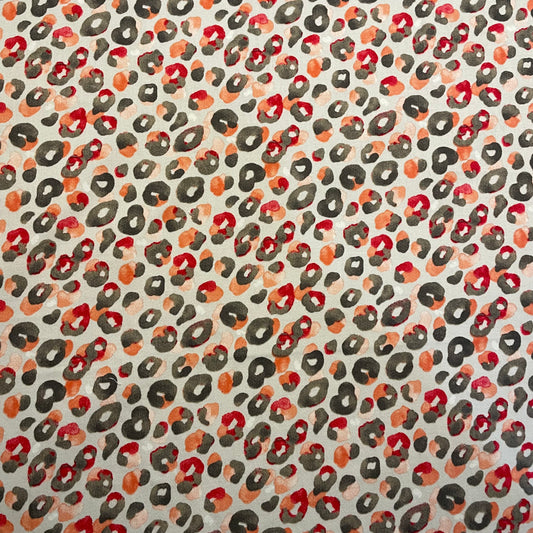 Deadstock Grey and Pink Leopard Print Cotton Satin Spandex