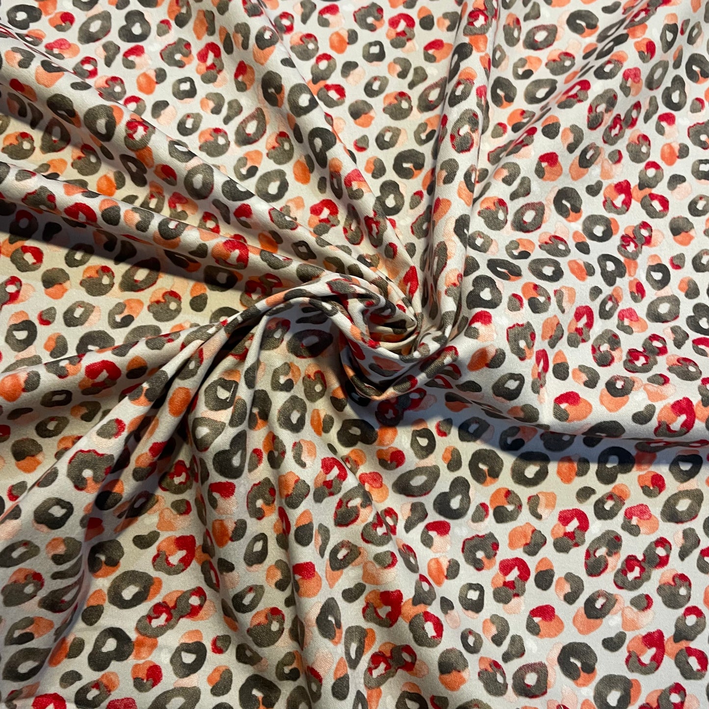 Deadstock Grey and Pink Leopard Print Cotton Satin Spandex