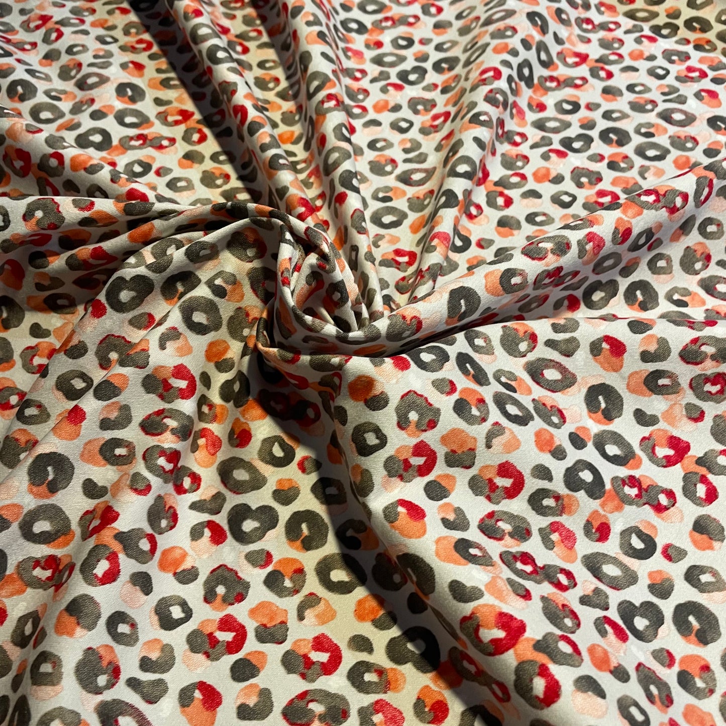 Deadstock Grey and Pink Leopard Print Cotton Satin Spandex