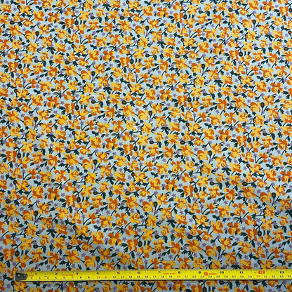 Deadstock Light Blue Daffodil Floral Cotton