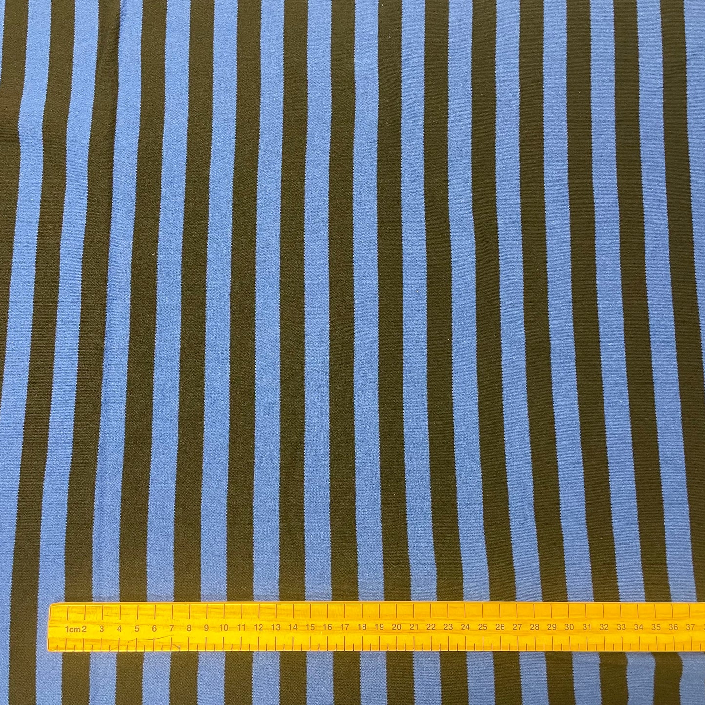 Black & Blue Striped Fleece Jersey Deadstock Fabric
