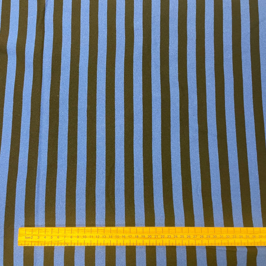 Black & Blue Striped Fleece Jersey Deadstock Fabric