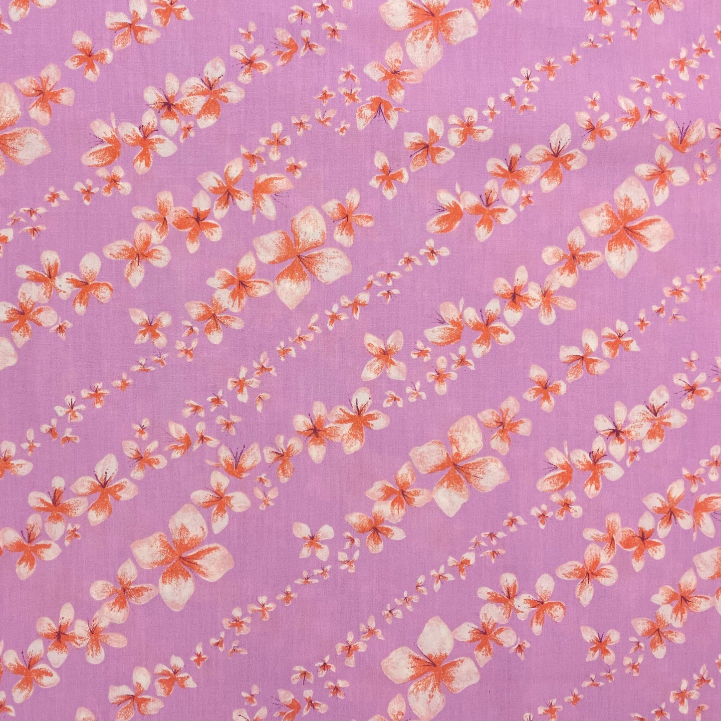 Lilac, Red & White Lily Floral Cotton Deadstock Fabric