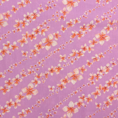 Lilac, Red & White Lily Floral Cotton Deadstock Fabric