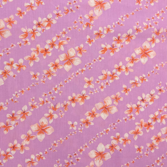 Lilac, Red & White Lily Floral Cotton Deadstock Fabric