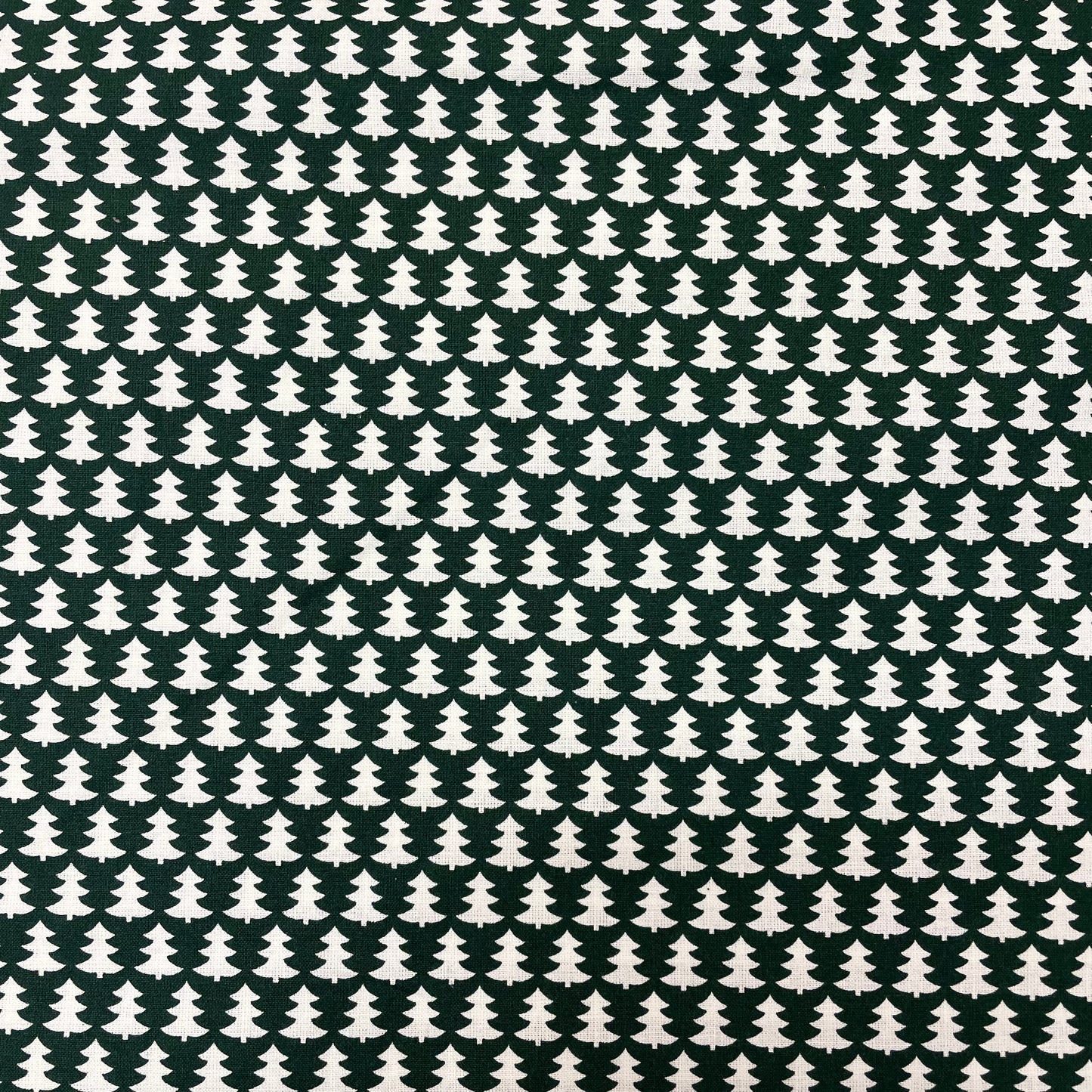 Forest Green & White Christmas Tree Cotton Deadstock Fabric