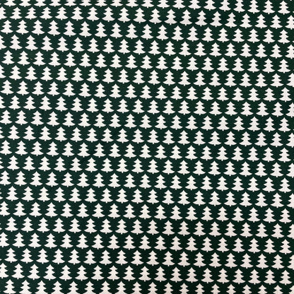Forest Green & White Christmas Tree Cotton Deadstock Fabric