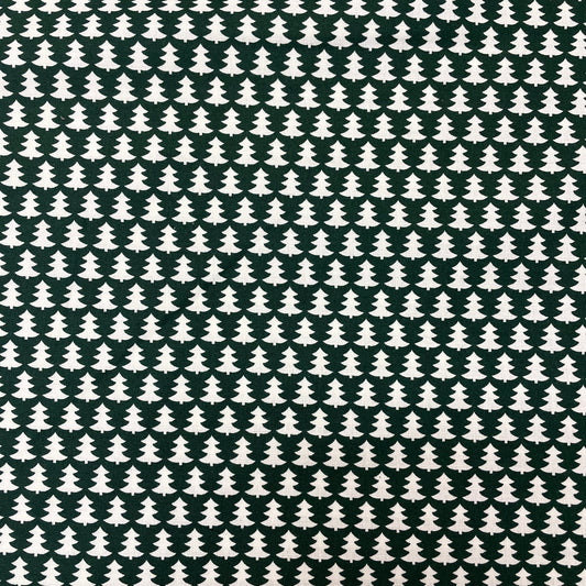 Forest Green & White Christmas Tree Cotton Deadstock Fabric