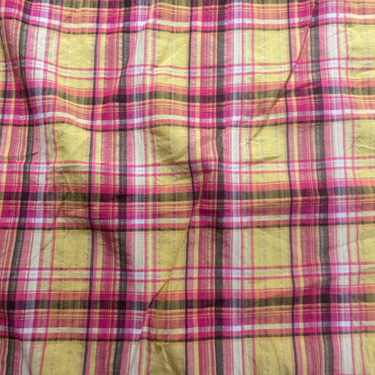 Yellow, Pink & Black Check Cotton Deadstock Fabric