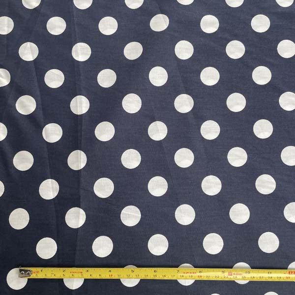 Navy & White Polka Dot Cotton Deadstock Fabric