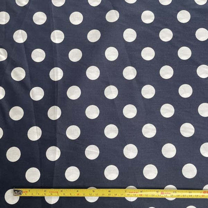 Navy & White Polka Dot Cotton Deadstock Fabric